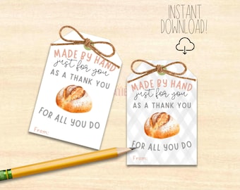 Sourdough Teacher Gift Tag // Bread Gift Tag // Teacher Appreciation Gift Tag // Teacher Sourdough Gift // Printable Gift Tag