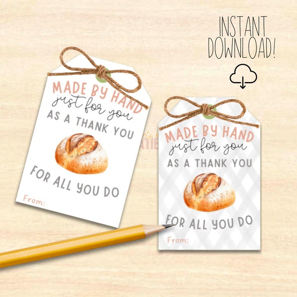 Sourdough Teacher Gift Tag // Bread Gift Tag // Teacher Appreciation Gift Tag // Teacher Sourdough Gift // Printable Gift Tag