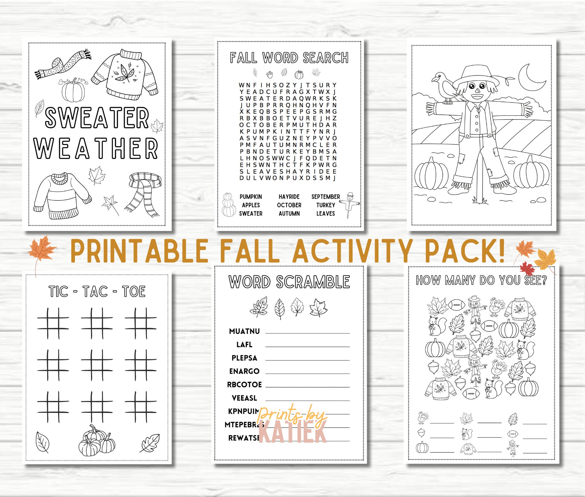 Fall Activity Printable | Fall Coloring Pages | Fall Activity Bundle | Fall Activities for Kids | Fall Printables for Kids | Activity Sheets