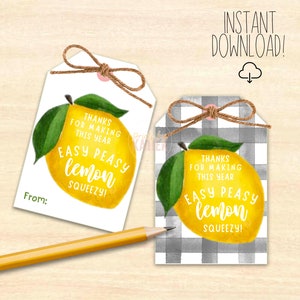Teacher Appreciation Tag // Teacher Gift Tag // Lemon Teacher Gift // Teacher Gift Tag // Teacher Tag // Easy Peasy Lemon Squeezy Teacher