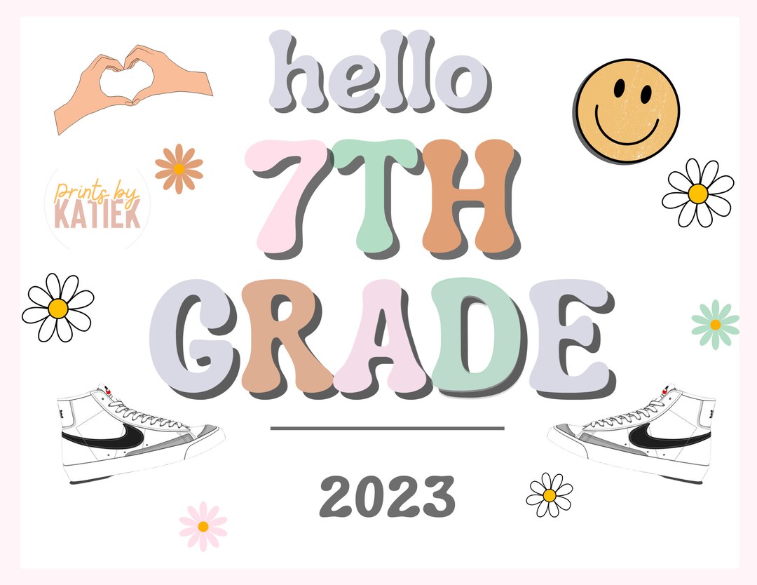 First Day of School Printable Sign // Seventh Grade Sign // - Etsy