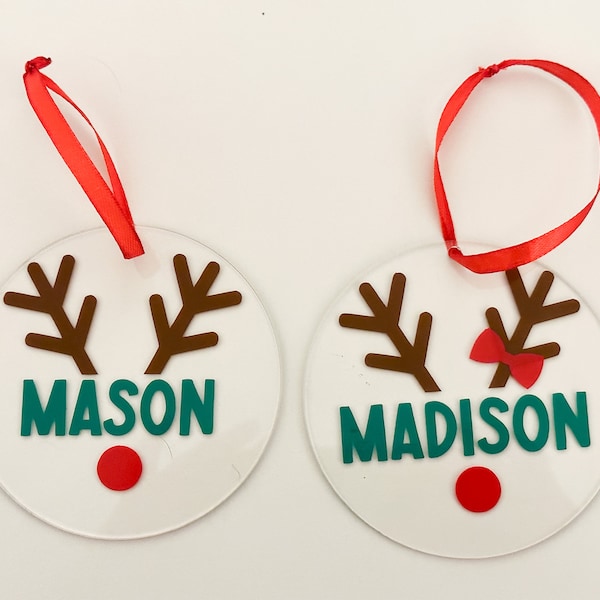 Custom Reindeer Ornament, Personalized Christmas Ornaments for Kids, Kids' Name Ornaments, Cute Christmas Ornaments for Boys/Girls