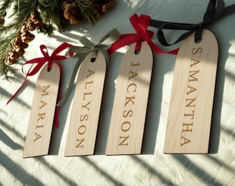 Stocking Name Tag, Personalized Stocking Tag, Wooden Stocking Name Tag, Gift Tags, Name Tags for Christmas Stocking, Modern Name Tags