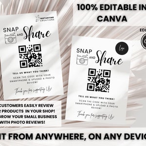 QR-Code-Zeichen Geschäft, Business QR-Code-Vorlage, QR-Code-Zeichen, bearbeitbare Vorlage, Bewertung hinterlassen, Scan-to-Pay-Zeichen, Social Media-Zeichen