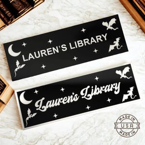 Bookshelf Decor, Custom Library Sign, Bookish Gifts, Bookish Decor, Library Decor, Bookshelf Accessories, Fourth Wing, Dragon Bookshelf Sign
