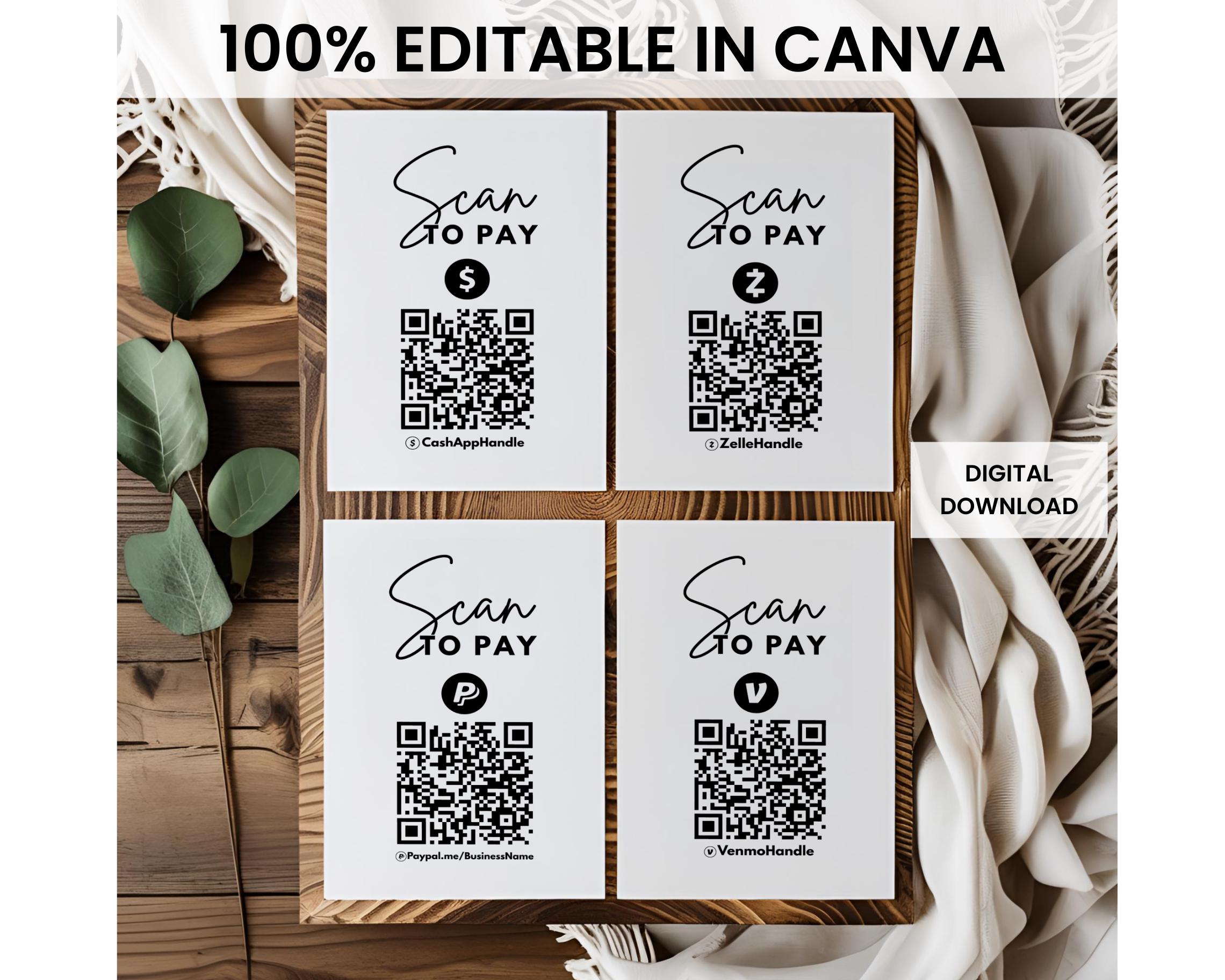 Qr Code Sign Pament QR Code Payment Sign Template: Scan to Pay - Small Business (digital ...