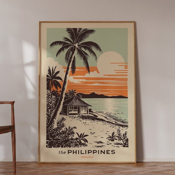 Retro Philippines Print - Travel Poster - Matte - the Philippines Mabuhay Vintage Tourism Wall Art