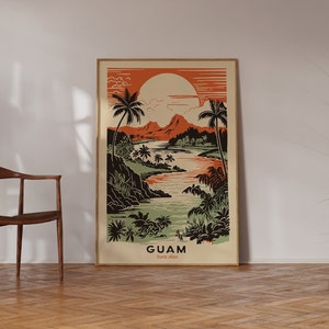 Retro Guam Print - Hafa Adai - Guam Retro Tourism Wall Art - Vintage Style Travel Poster