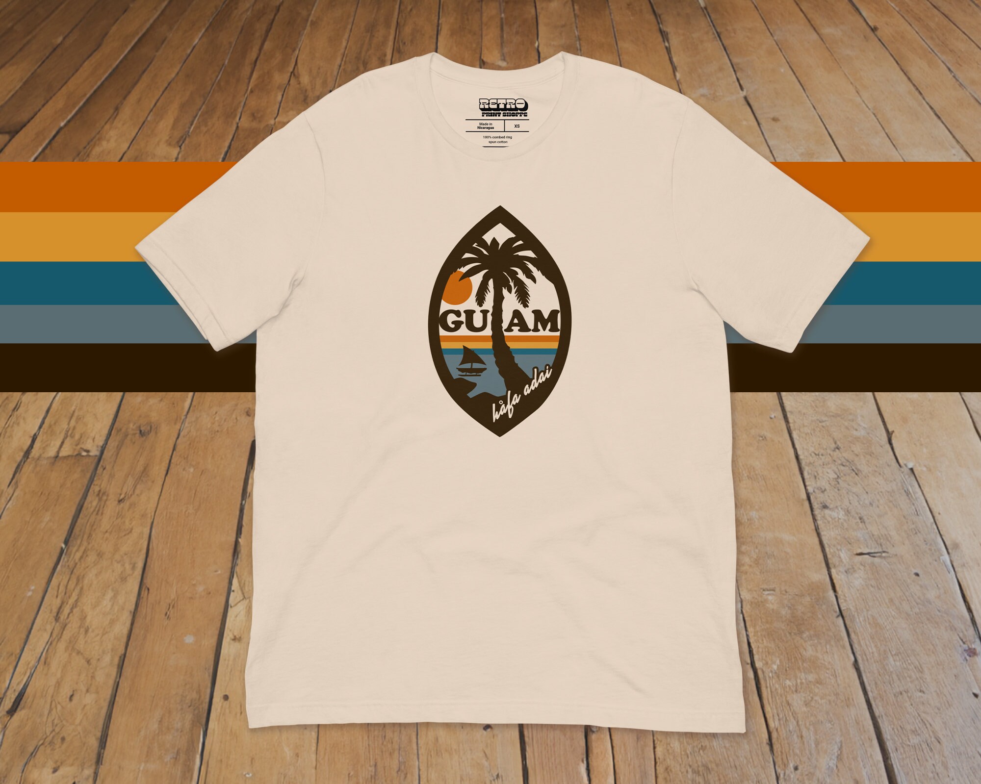 Retro Guam Unisex TShirt  - Vintage Travel Style - Guam Seal Chamorro Couples Shirt