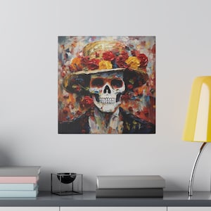 El Cráneo: Day of the dead painting | Mexican fiesta | dias de los muertos on canvas | | Sugar Skull