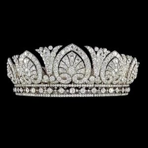Tiara de moissanita de plata de ley 925 / Diadema de la duquesa de Devonshire / Tocado nupcial real / Tiara bandeau para mujer