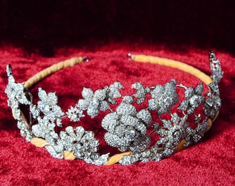 Aartshertogin Anna bloementiara vintage koninklijke moissanietkroon in 925 sterlingzilver voor bruidskleding