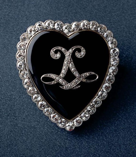 Silver Heart Brooch inspired Blue Crystal Silver Heart Brooch - Vintage-Inspired Heart Brooch main image 3