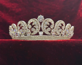 Alexandra Feodorovna Sapphire Tiara: 925 Sterling Silver CZ
