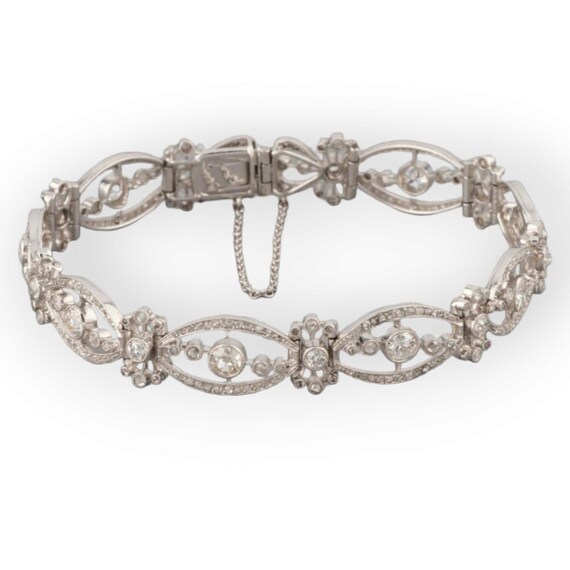 Vintage-inspired 925 sterling silver moissanite bracelet
