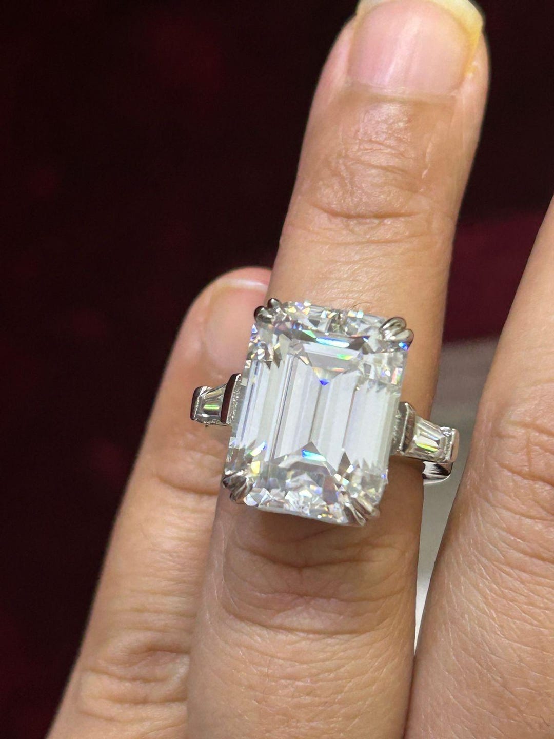 Daffany Anillos De Compromiso Con Diamantes De Moissanita De Corte Esmeralda Para Mujer, Anillo De Plata De Ley, Apilable, Circonita Cúbica, Anillo De Compromiso Para Ella, Tamaño Ajustable En Blanco