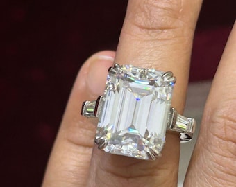 Vintage Style Emerald Cut  moissanite Statement Ring  Grace Kelly  Engagement Ring, gift for her,solitire ring