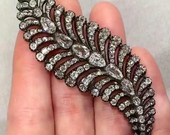 Vintage inspired  925 Sterling Silver moissanite  feather brooch , gift for her