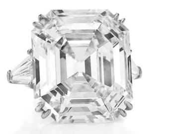 Retro 925 sterling silver large moissanite Elizabeth Taylor engagement ring, white gold plated