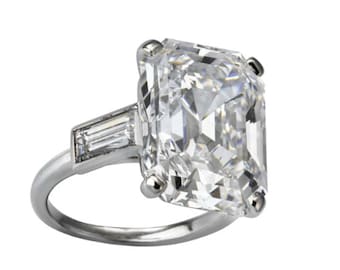 Vintage stijl Emerald Cut moissaniet statement ring Grace Kelly verlovingsring, cadeau voor haar, solo ring