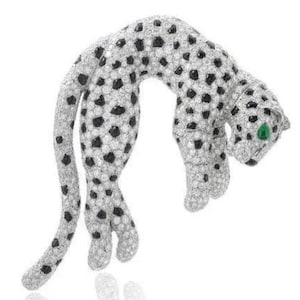 The Magnificent Panther Brooch in 925 Sterling Silver and moissanite Gift for her