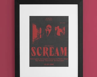 Cartel de película vintage de Scream, cartel de película de terror, terror vintage, arte de pared retro, arte de pared de moda, arte de pared imprimible, impresión de pared de terror