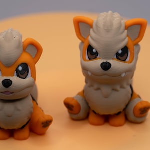 3D-geprinte miniatuur Growlithe/Arcanine