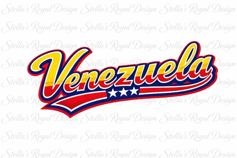 Venezuela Flag Colors PNG File, Baseball Script Design, DTF Printable ...