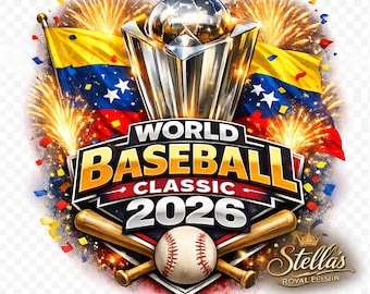 Venezuela World Baseball Classic 2026 Champions Trophy PNG – DTF Ready 300 DPI – Baseball Venezuela Championship Shirt Design