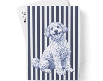 Retrato de mascota personalizado de perro y gato, cartas de póker a rayas, regalo náutico de dinero antiguo