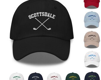 Custom City Golf Embroidered Dad Hat | Personalized Custom Text