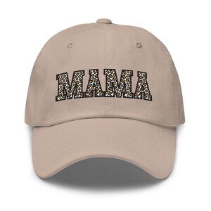 Mama Leopard Print Embroidered Dad Hat Neutral Beige