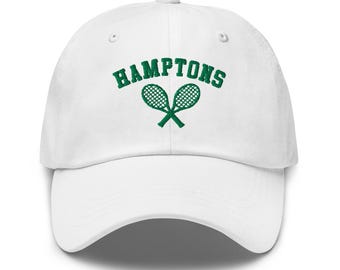 Hamptons Tennis Broderad Pappahatt Vit/Grön