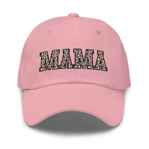 Mama Leopard Print Embroidered Dad Hat Pink