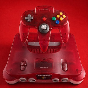 Official Nintendo 64 Watermelon Red Console N64 OEM  Controller Power Adapter AV Cable Included