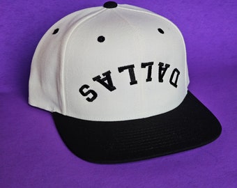 Upside Down Dallas Black Embroidered SnapBack Hat