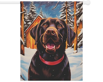 Bruine Labrador Kerstvlag - Cadeau voor Hond Moeder Hond Papa of Hondenliefhebber - Outdoor Hond Winter Decor - Tuindecoratie - Chocolade Lab Decor