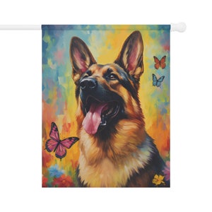 German Shepherd Spring Flag - Mother&#39;s Day Dog Gift or for Dog Mom Dog Dad or Dog Lover - Outdoor Dog Decor - Garden Decoration - Yard Art