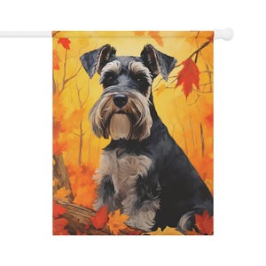 Bandera de otoño de Schnauzer miniatura - Regalo para mamá perro, papá perro o amante de los perros - Decoración para perros al aire libre - Bandera de casa - Decoración de Acción de Gracias - Cumpleaños
