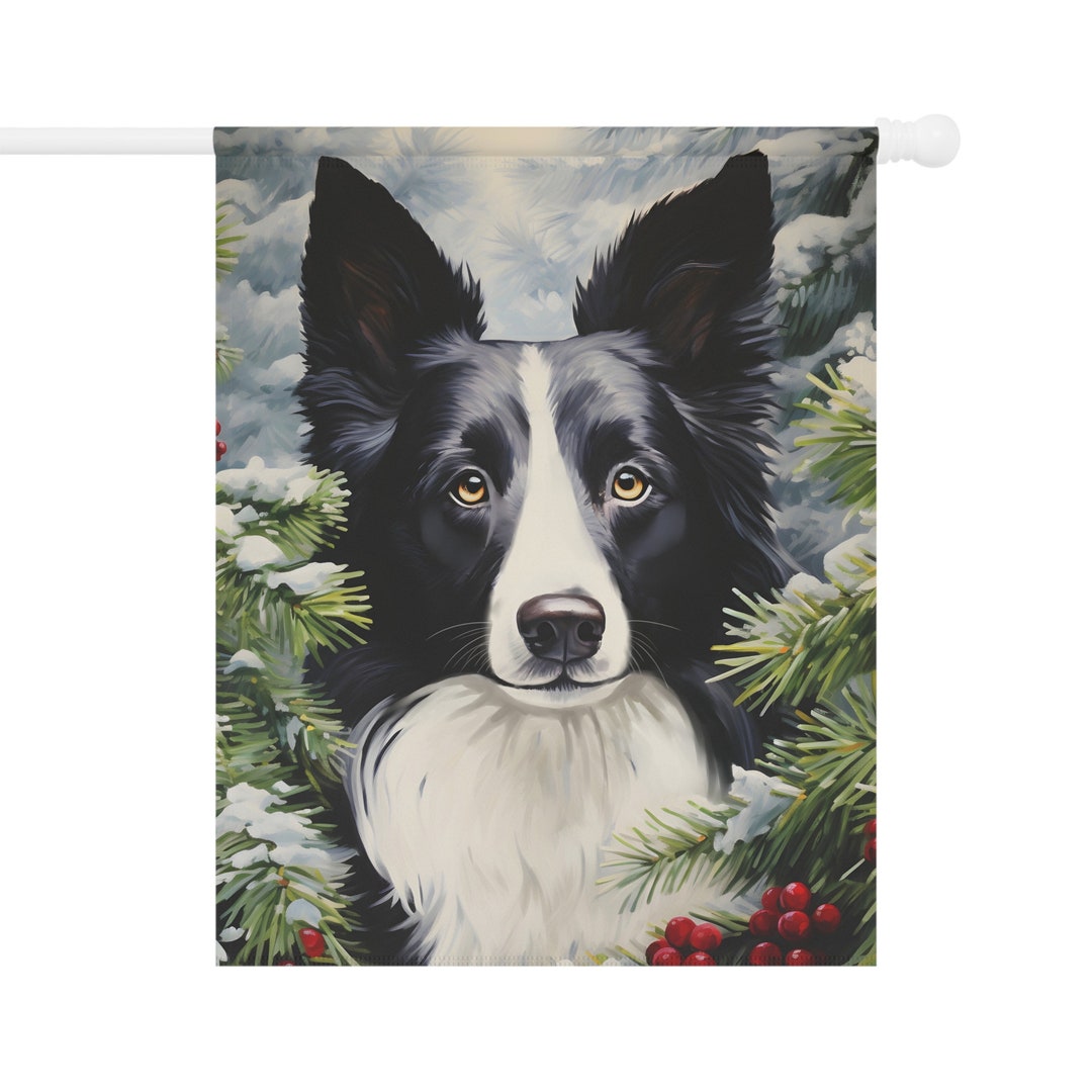 Border Collie Winter Flag Gift for Dog Mom Dog Dad Birthday Outdoor Dog