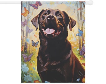 Chocolate Lab Lentevlag - Cadeau voor verjaardag Moederdag Kerstmis Hond Moeder Papa of hondenliefhebber Outdoor Huis Tuin Decor - Bruine Labrador