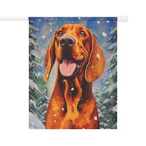 Redbone Coonhound Winter Flag - Gift for Dog Mom Dog Dad Grandma Grandpa Christmas Hanukkah Outdoor Home Decor Garden House Yard Decoration