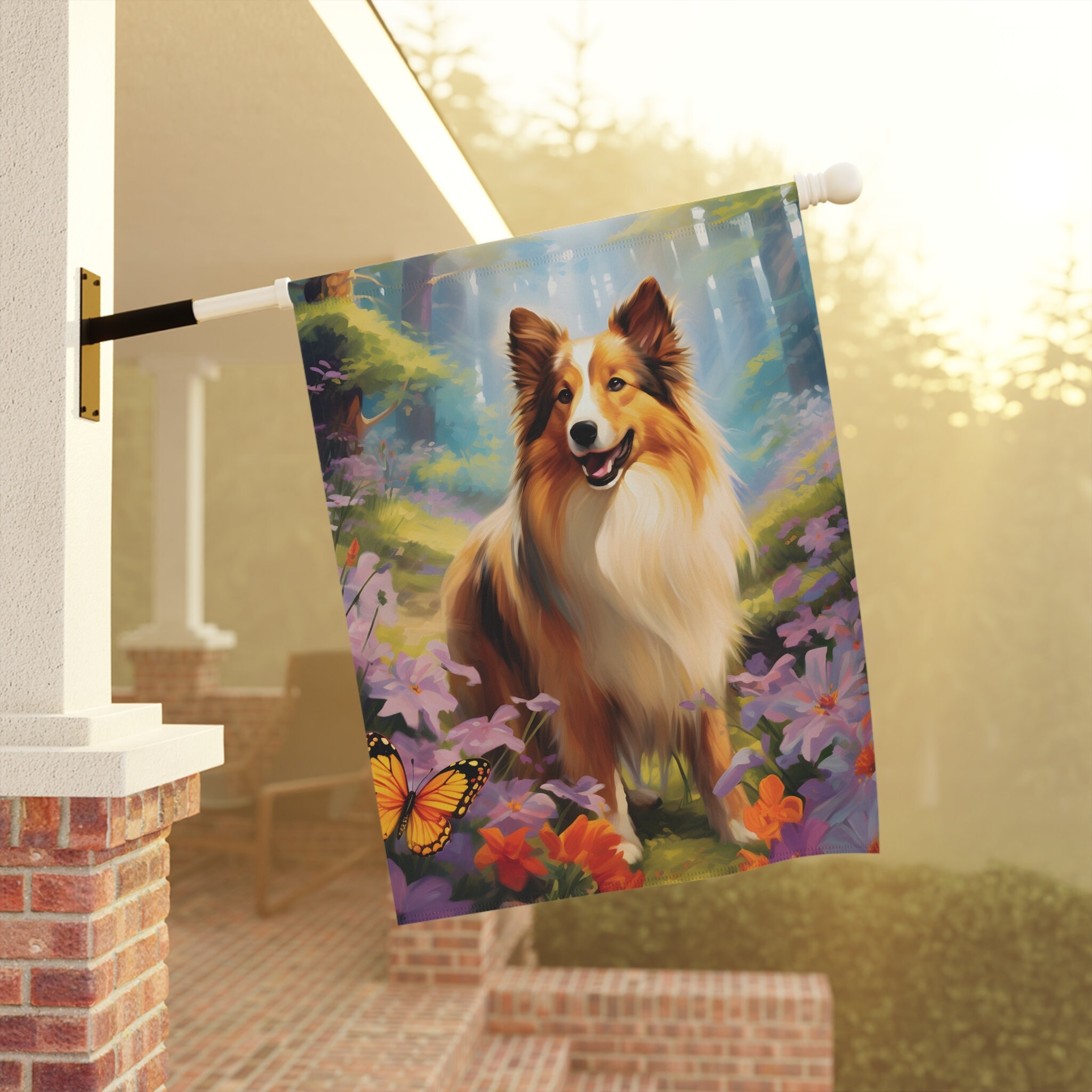 Sheltie Gartenflagge – 'A House Is Not A Home Without A Sheltie' | Wetterfest, Beidseitig Bedruckt | 30,5 X 45,7 Cm