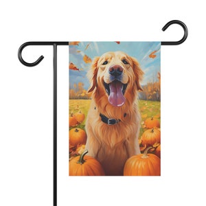 Bandeira de outono do Golden Retriever - Presente para mãe de cachorro, pai de cachorro ou amante de cachorro - Decoração de cachorro ao ar livre - Bandeira de casa - Decoração de jardim - Decoração de ação de graças