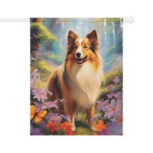 Sheltie Gartenflagge – 'A House Is Not A Home Without A Sheltie' | Wetterfest, Beidseitig Bedruckt | 30,5 X 45,7 Cm