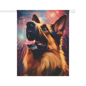 German Shepherd 4th of July Flag - Gift for Dog Mom Dog Dad or Dog Lover - Outdoor Decor - Black Tan - Garden Decoration - July 4th Yard Art