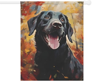 Black Labrador Fall Flag - Gift for Dog Mom Dog Dad or Dog Lover - Outdoor Dog Fall Decor - Garden Decoration - Thanksgiving - Black Lab