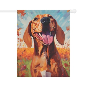 Redbone Coonhound Fall Flag - Dog Mom Dad Birthday Gift Thanksgiving Christmas Gift Outdoor House Home Garden Decor Fall Decorations