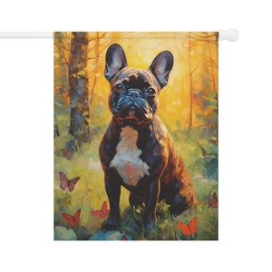 Frenchie Spring Flagge - Geschenk für Hundemama Mutter Muttertag Geburtstag Weihnachten Frühling Wohnkultur Gartendekoration Schwarz Weiß Französische Bulldogge