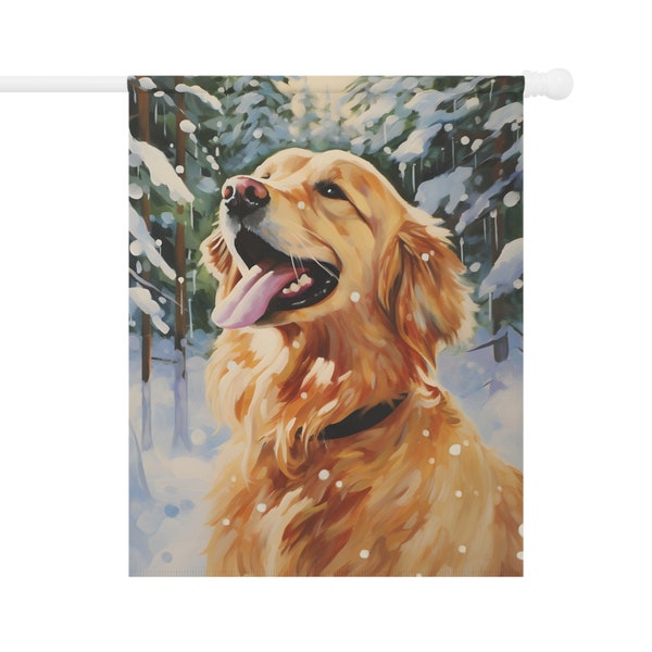 Golden Retriever Winter Flag - Gift for Dog Mom Dog Dad or Dog Lover Birthday - Outdoor Dog Christmas Decoration - Garden House Yard Decor